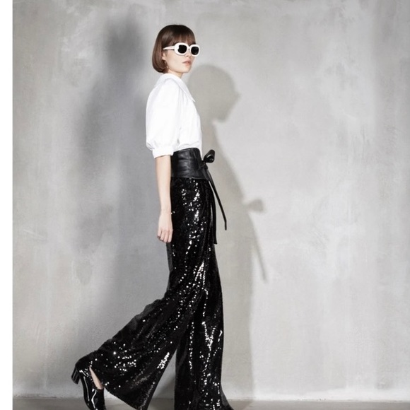 Julia Allert Occasion Black sequins trousers size Large - Picture 2 of 16